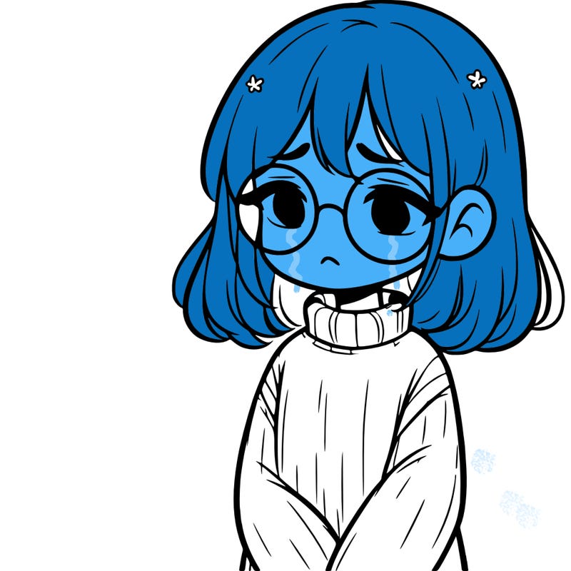 sad girl with glasses in a sweater
