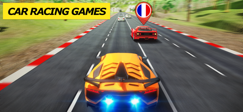 Racing Clash: Car Racing - Orange supercar racing against opponents in a head to head multiplayer match in Racing Clash