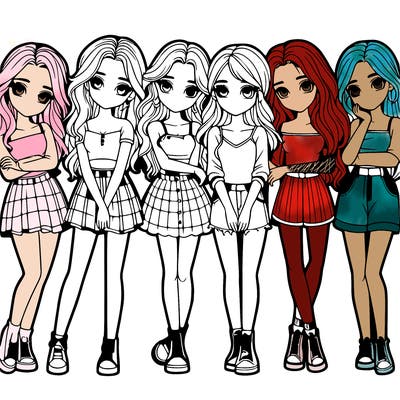 a group of girls realistic