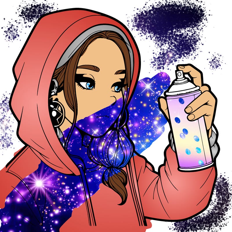 a realistic girl, spray painting