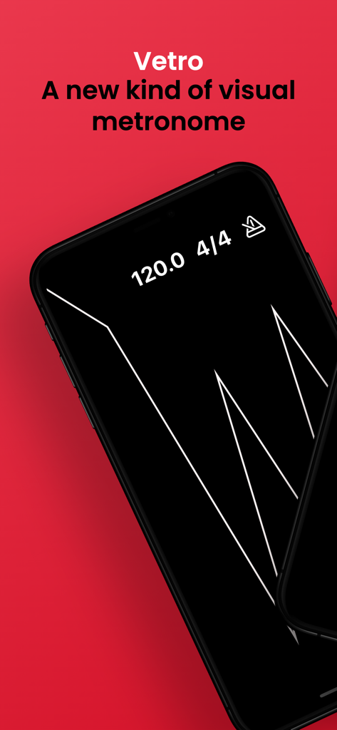 Vetro: Visual Metronome - Vetro visual metronome app displaying a pulse wave pattern and 120 BPM tempo on a black screen
