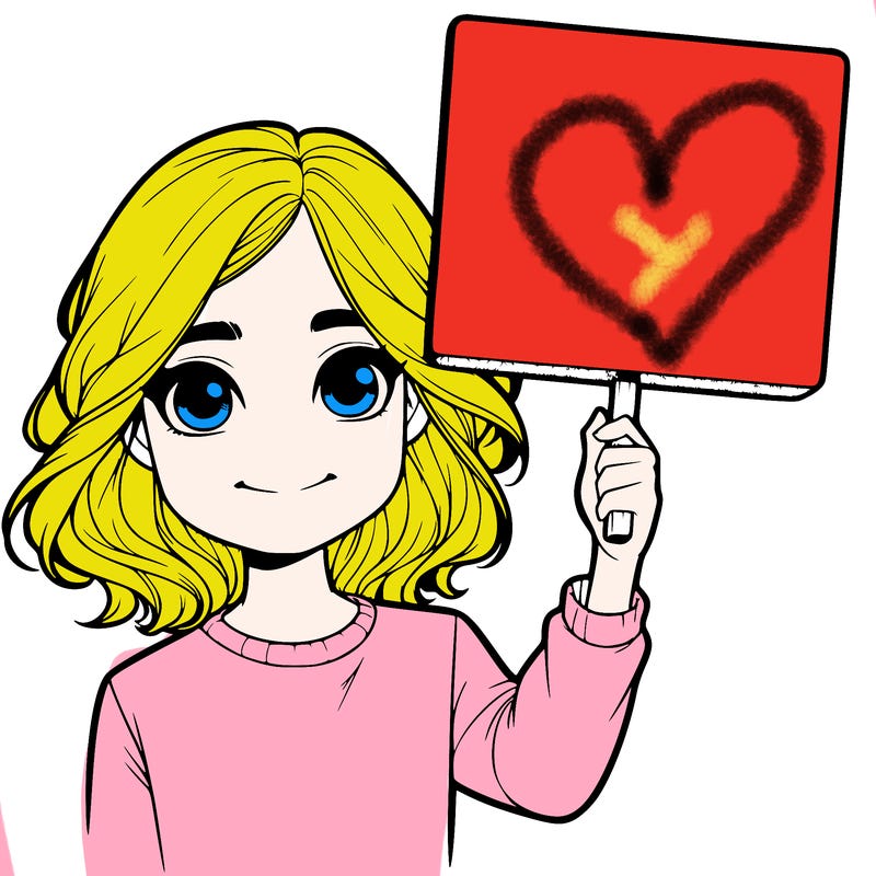 realistic girl holding up a sign