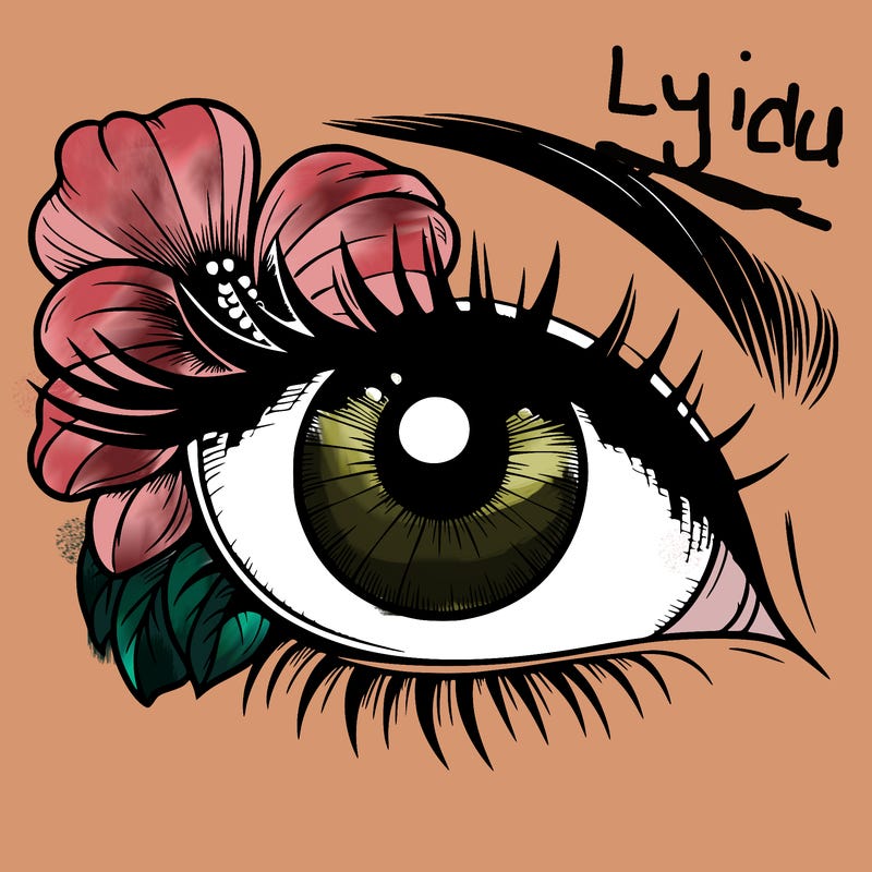realistic eye with flower