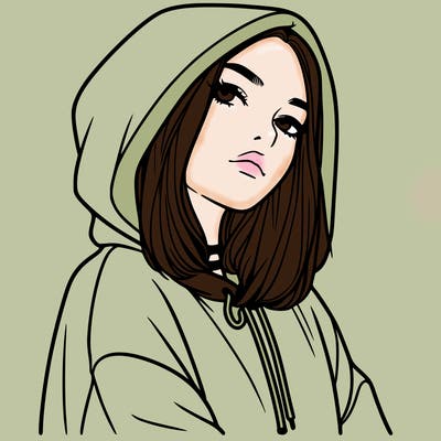 a realistic girl in a hoodie