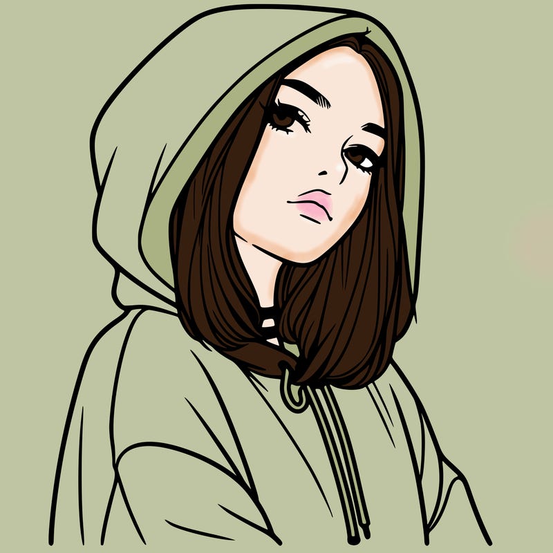 a realistic girl in a hoodie
