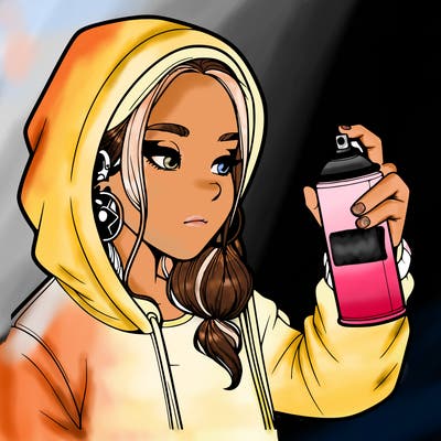 a realistic girl, spray painting