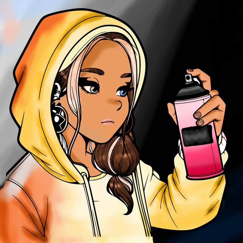 a realistic girl, spray painting
