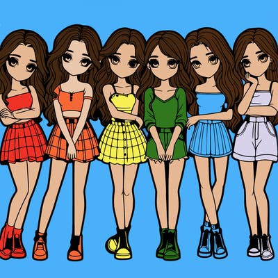a group of girls realistic