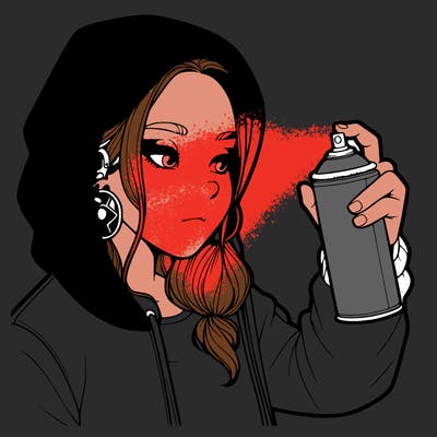 a realistic girl, spray painting