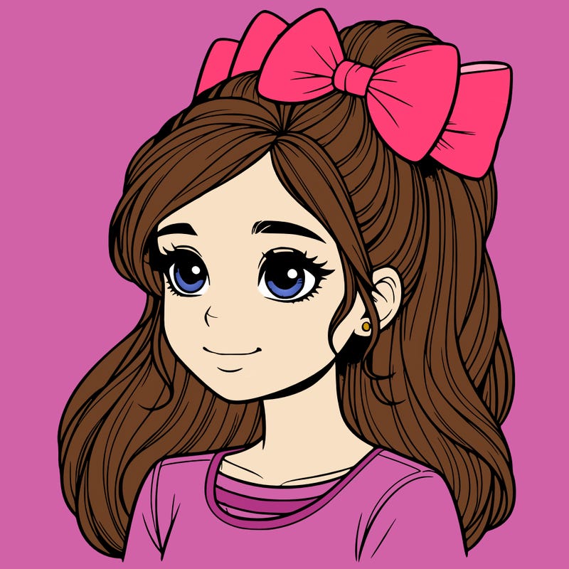 realistic girl with a bow in her hair