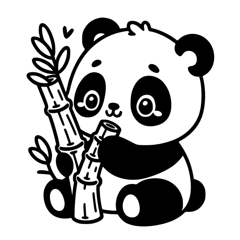 cute panda eating bamboe