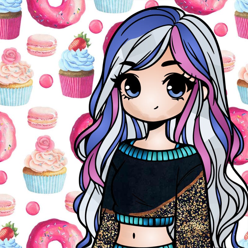 girl with long hair and a crop top with a sweater