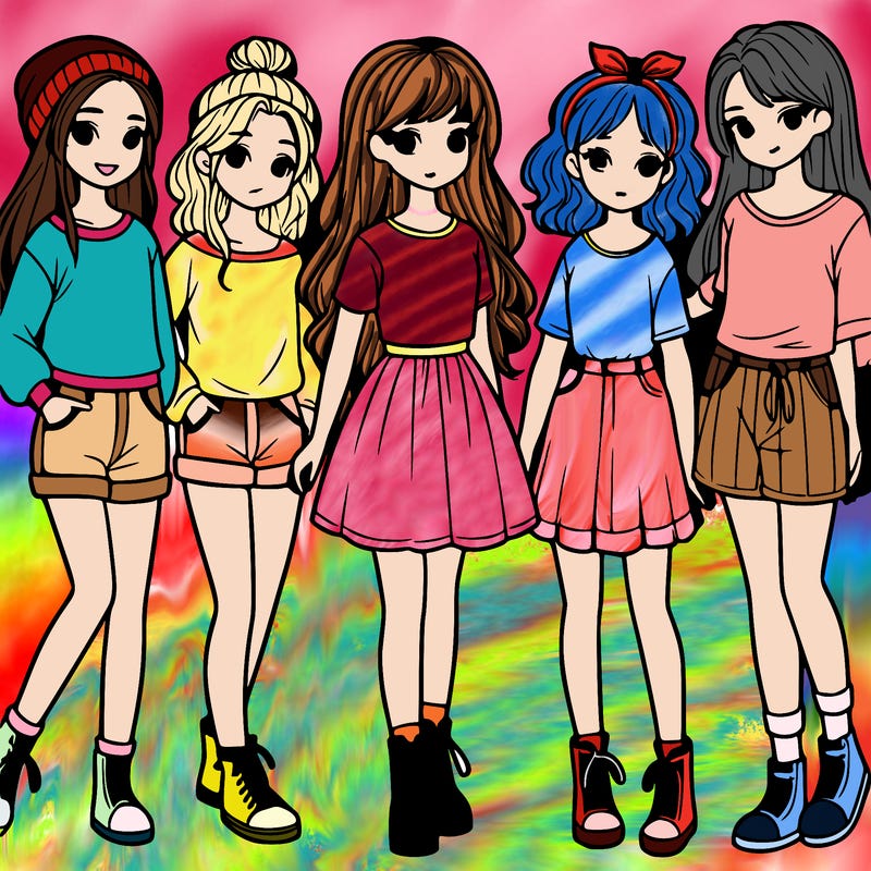 a group of five girls