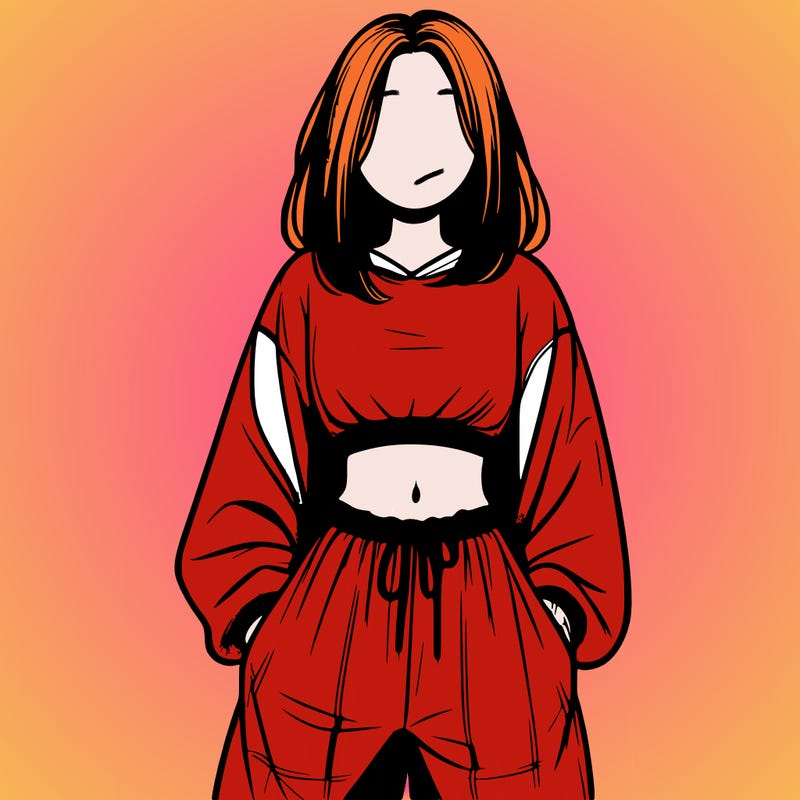 realistic girl faceless with baggy pants and a crop top