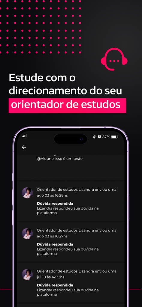 Afya Papers mobile app interface showing chat messages from a personal study advisor for medical students