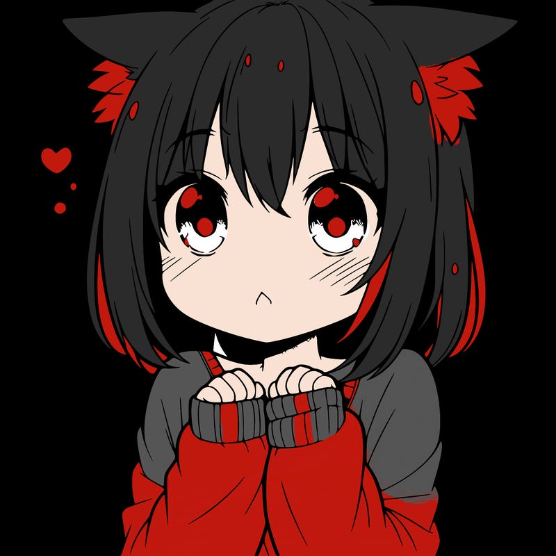 shy anime catgirl