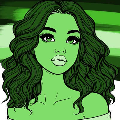 realistic girl with wavy hair and lips