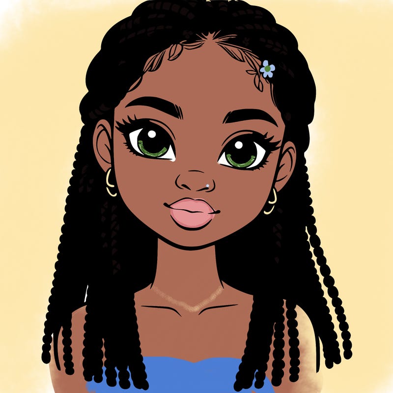 a realistic black girl with braids