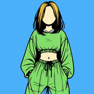 realistic girl faceless with baggy pants and a crop top
