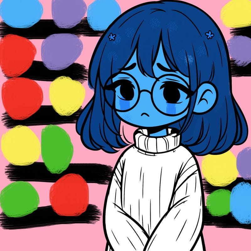 sad girl with glasses in a sweater