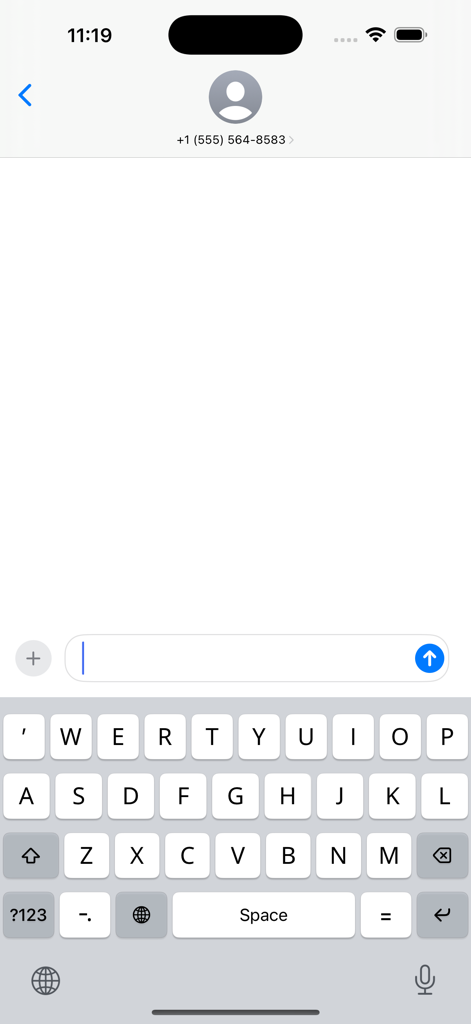 Lisu Simple Keyboard - Diseño de Lisu Simple Keyboard en un iPhone dentro de la aplicación Mensajes