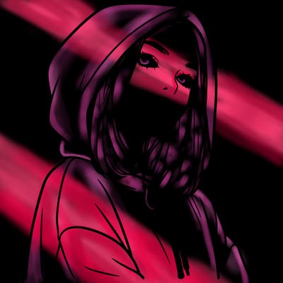 a realistic girl in a hoodie