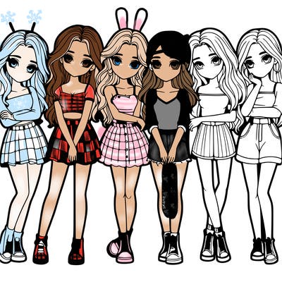 a group of girls realistic