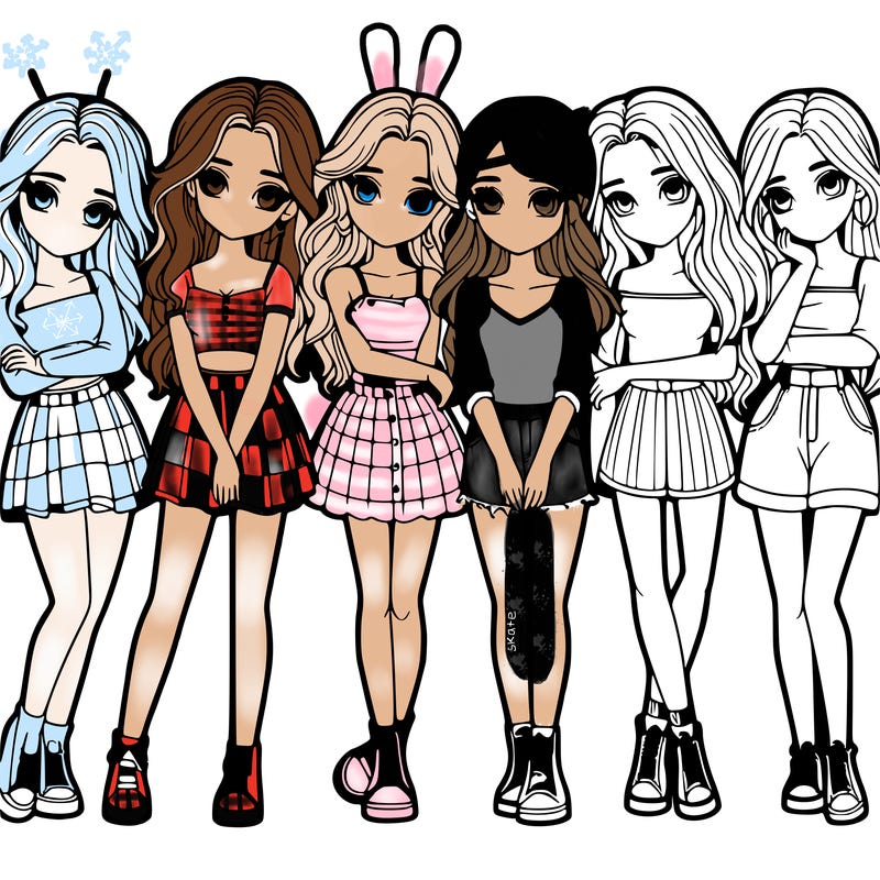 a group of girls realistic