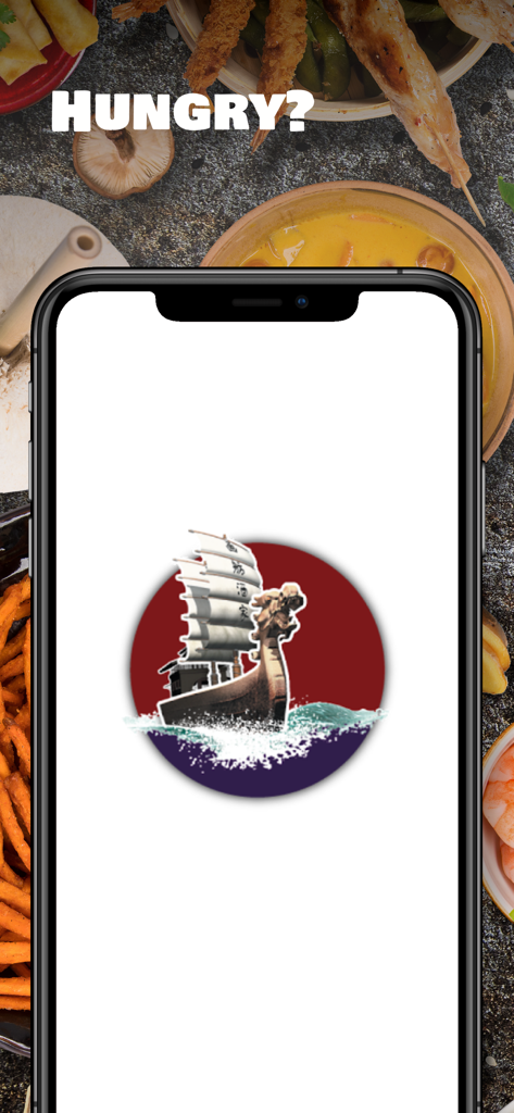 Pantalla de bienvenida de la aplicación Slowboat con el logo de la marca y la palabra 'hambre'