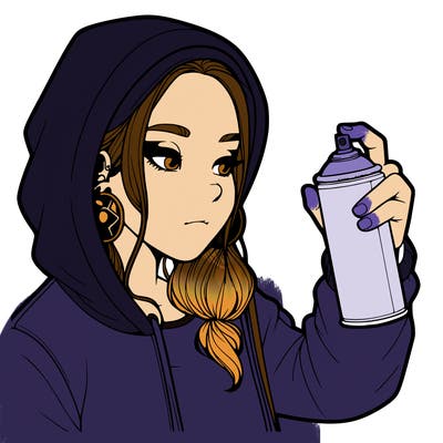 a realistic girl, spray painting