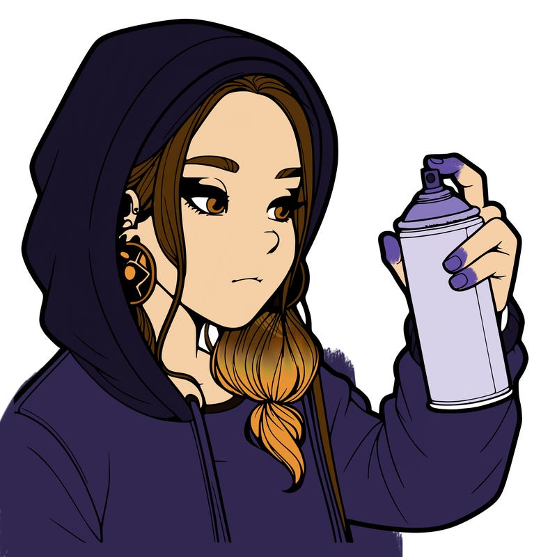 a realistic girl, spray painting