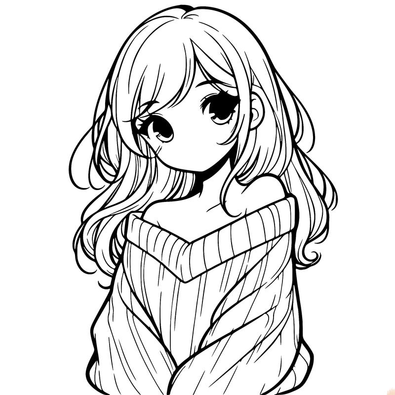 shy pretty girl wearing a sweater that is falling off one shoulder portrait