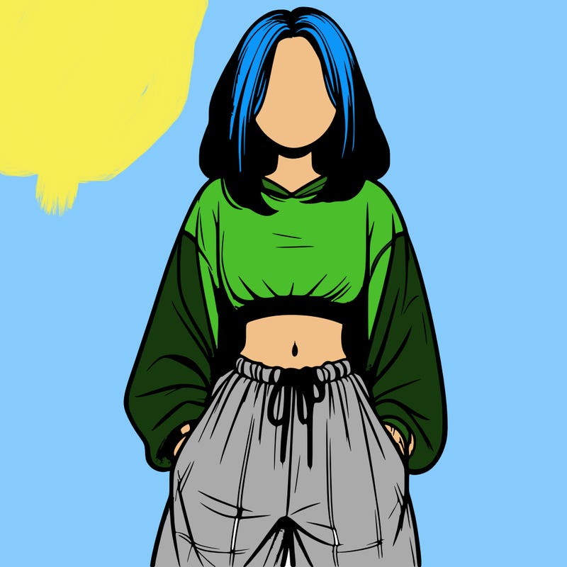 realistic girl faceless with baggy pants and a crop top
