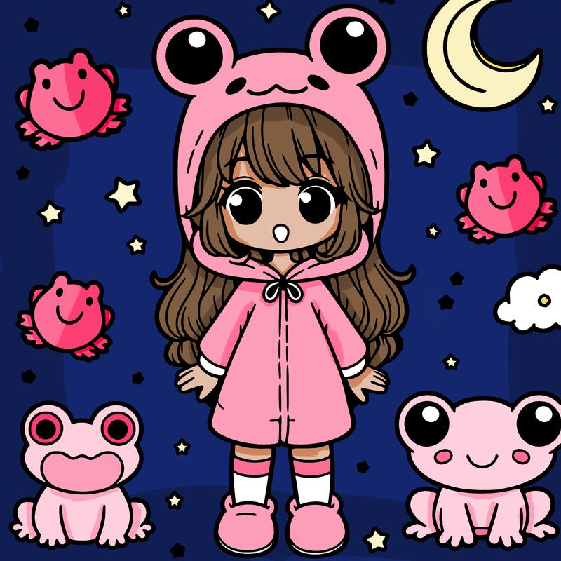 girl with cute frog pjama