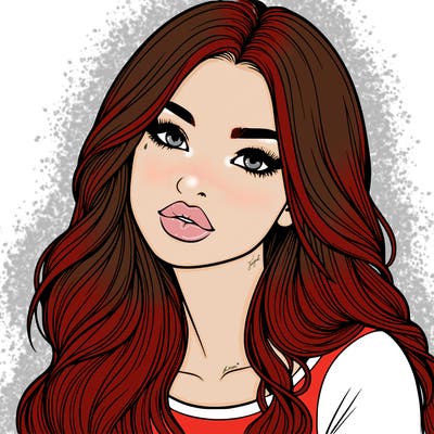 realistic girl with hair on her hair and lips