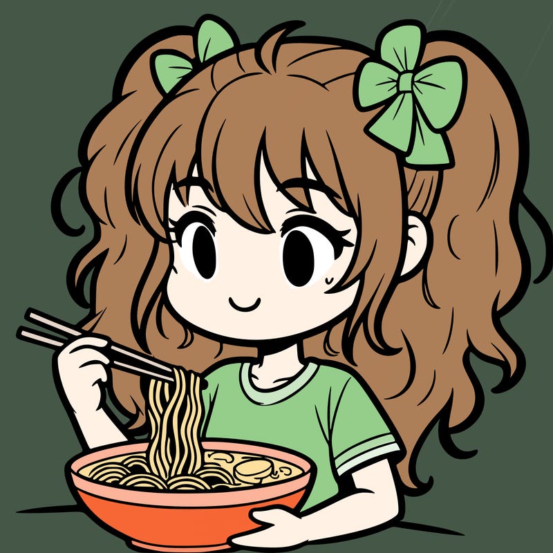 a girl eating ramen