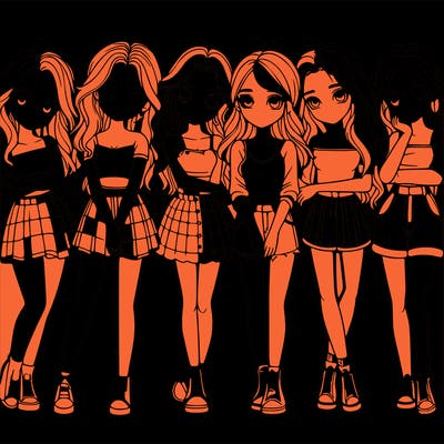 a group of girls realistic