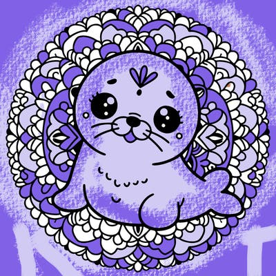 a cute baby seal mandala
