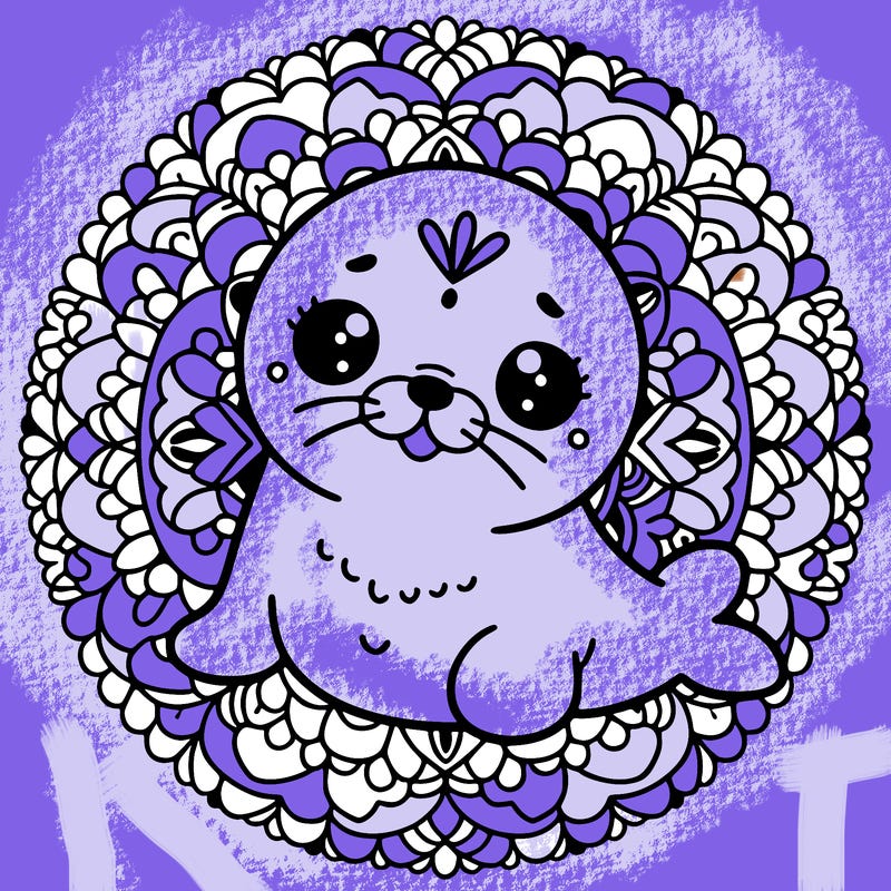 a cute baby seal mandala