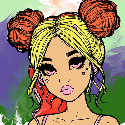 realistic girl with space buns