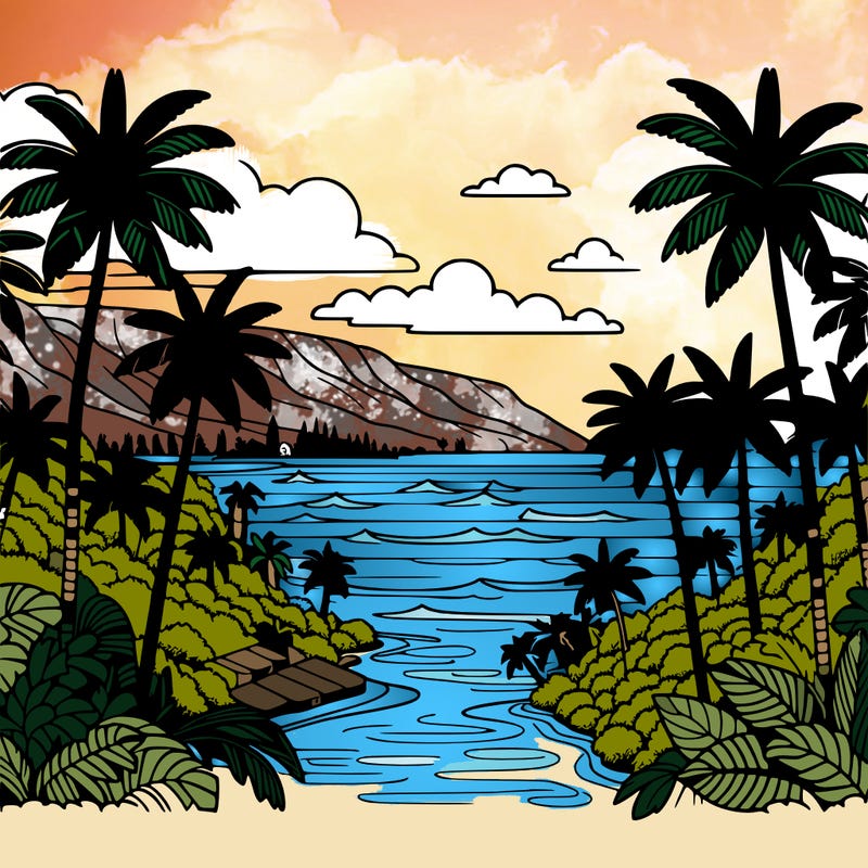 view of the ocean in hawaii lots of palm trees and beautiful view