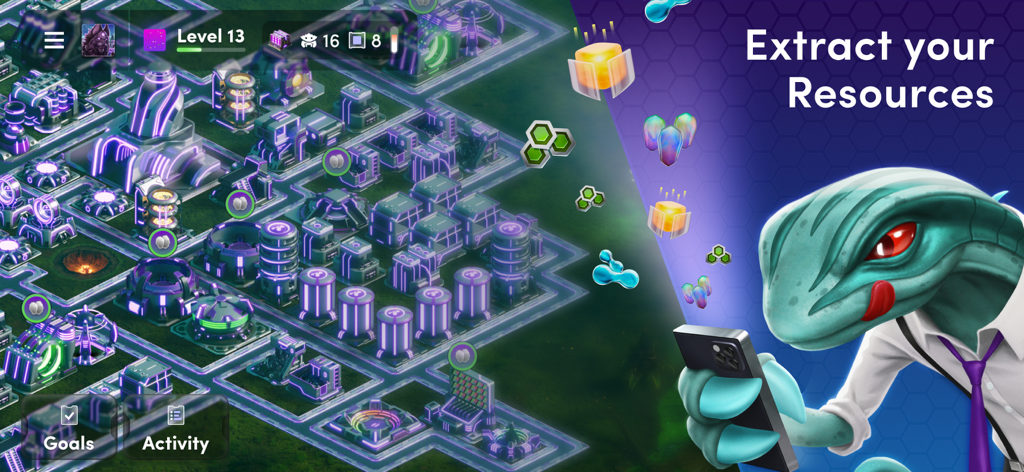 Interface estratégica de construção de cidades e extração de recursos em Illuvium Zero