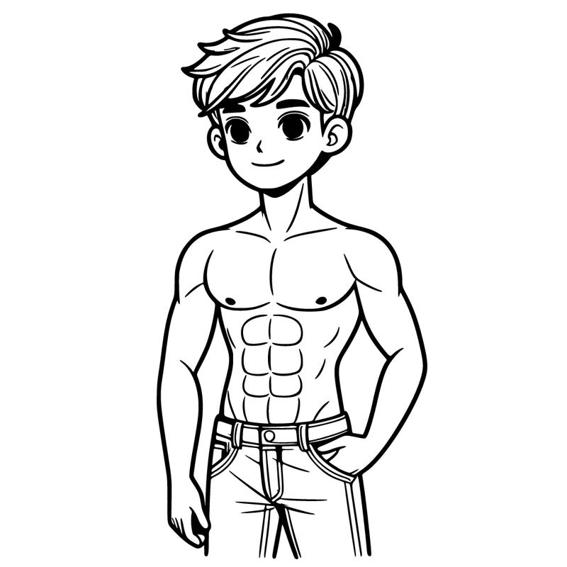 realistic boy with abs