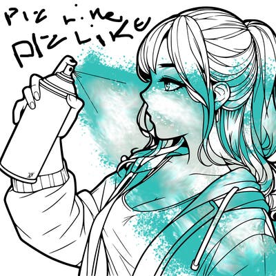 a realistic girl spray, painting