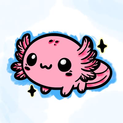 cute easy baby axolotl
