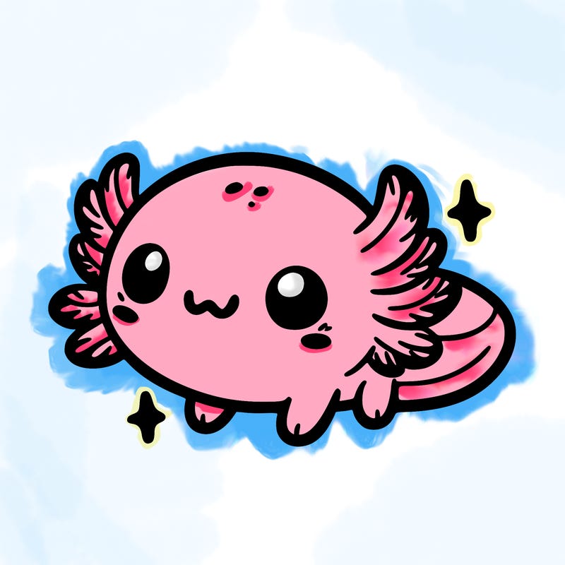 cute easy baby axolotl
