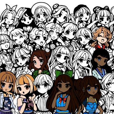 a lot of anime girls deferent