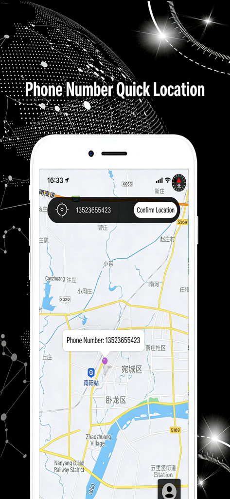Interfaz de seguimiento de ubicación por número de teléfono en la aplicación BlackTracker