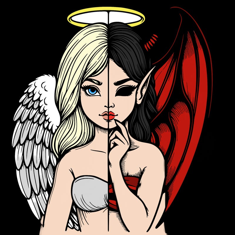 realistic angel half demon