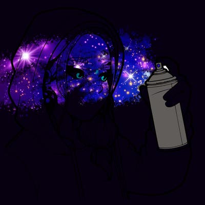 a realistic girl, spray painting